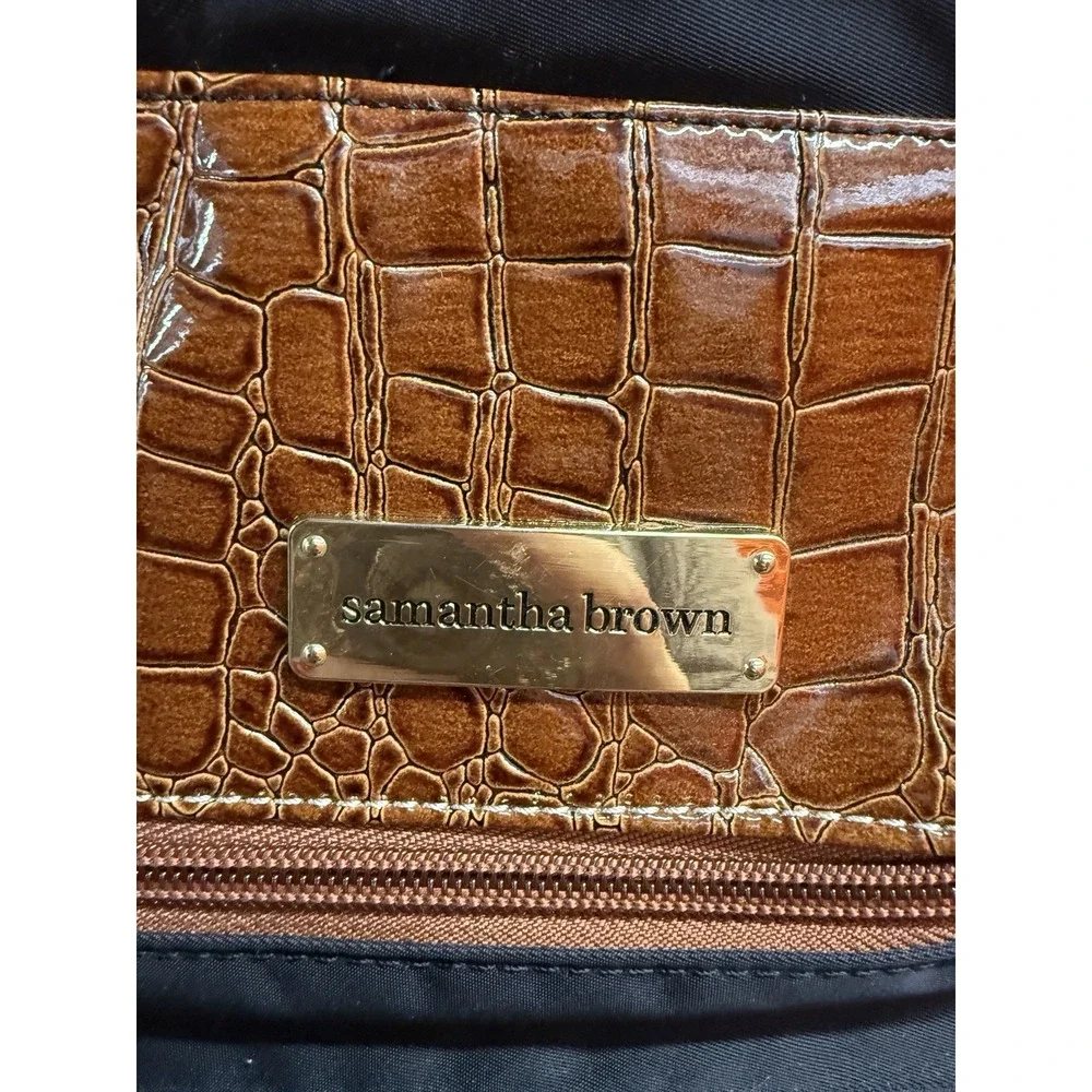 Samantha Brown Convertible Backpack BLACK Nylon Croco Embossed Laptop Bag